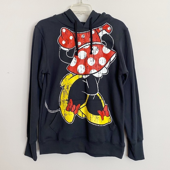 Disney Parks Size M Black Minnie Mouse With Ears Zip up Hoodie - Picture 1 of 5